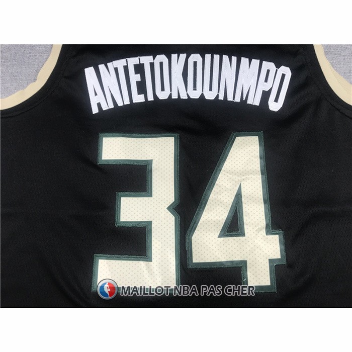 Maillot Milwaukee Bucks Giannis Antetokounmpo NO 34 Statement 2021 Finals Noir